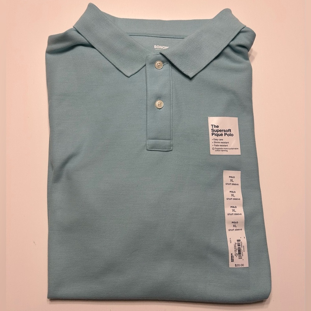NWT Sonoma Light Blue Casual Polo Shirt Classic Design - Picture 1 of 7